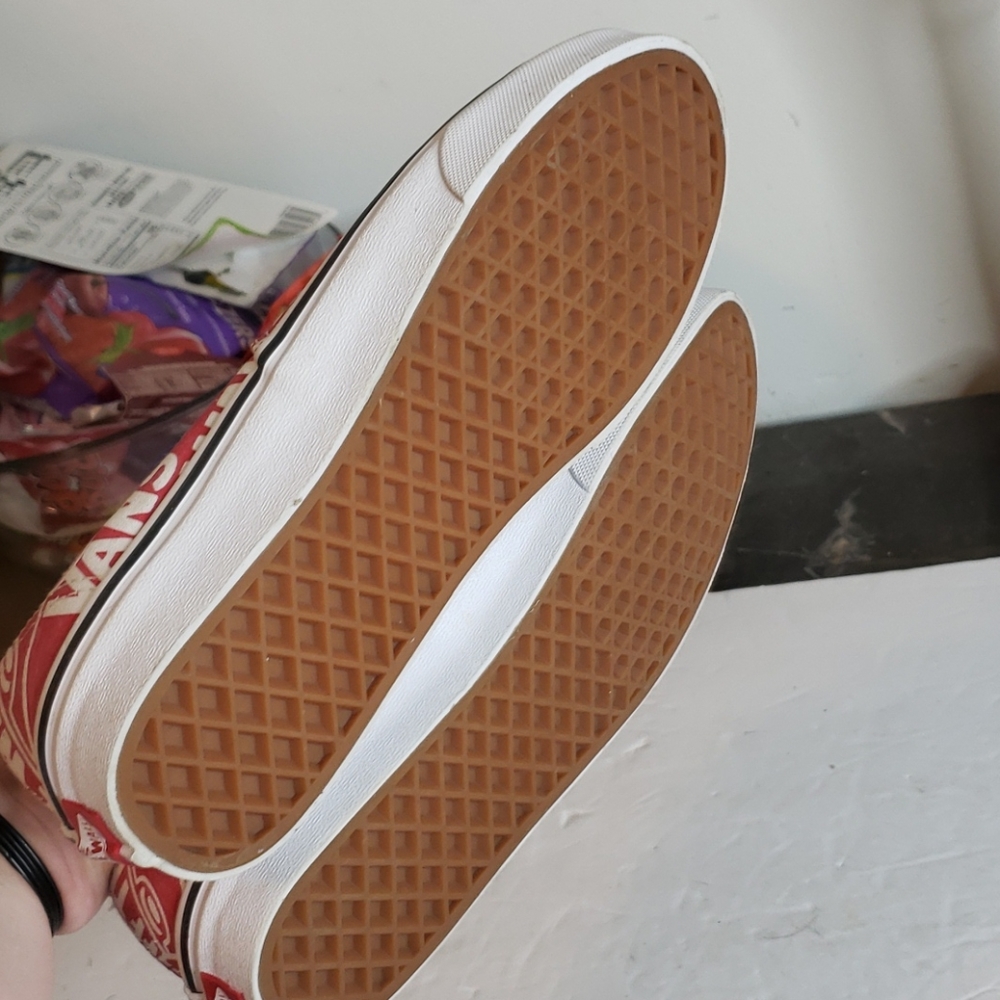 Vans Red & White Sneakers Size 8 - Picture 7 of 11